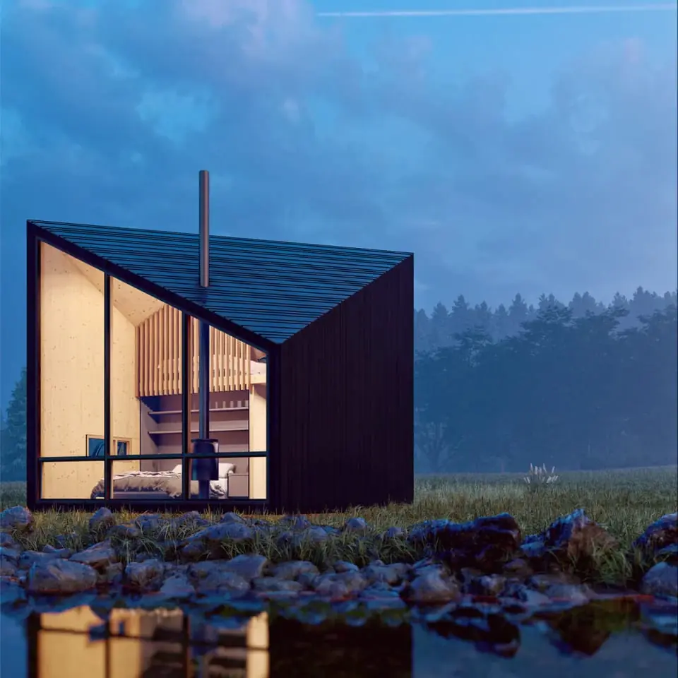 The Alpine Outpost — bungalow plan rendering