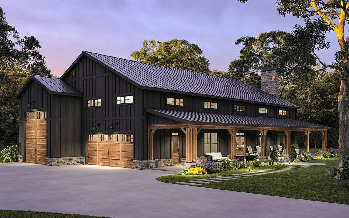 The Stonepine — barndominium plan rendering